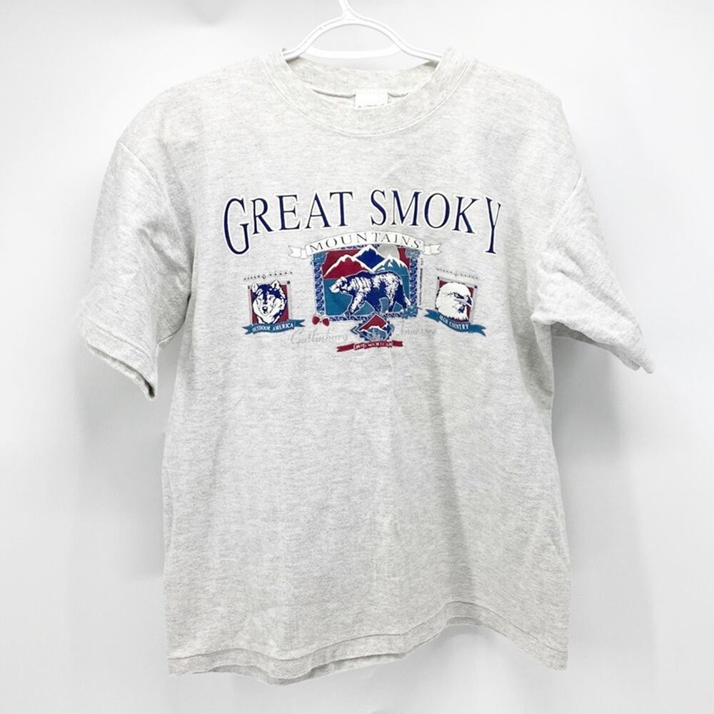 Vintage Great Smokey Mountains Carolina Smile T-shirt single stich gray sz M